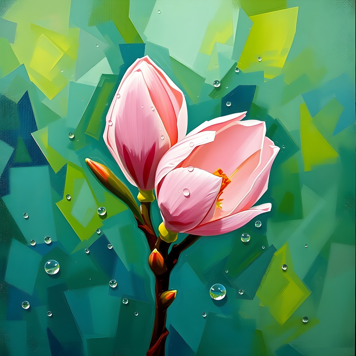 Цветы, бутоны. Иллюстрация создана с помощью нейросети Flux Schnell.