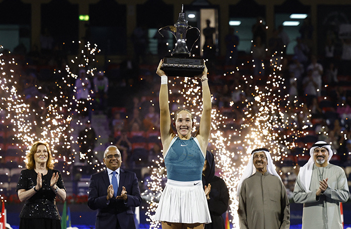     Мирра Андреева выиграла турнир WTA 1000 в Дубае, февраль 2025 год.    
 Фото: REUTERS/Rula Rouhana