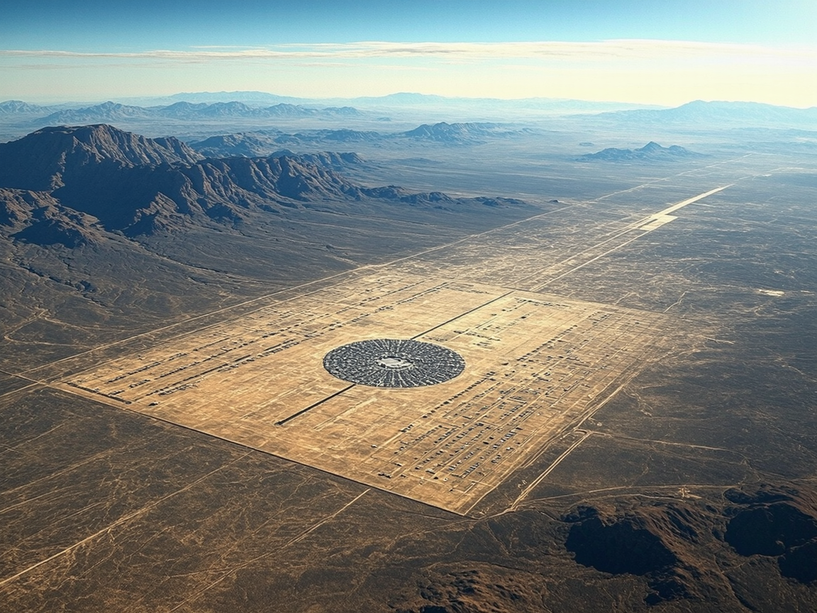 Вид с воздуха на Зону 51 – таинственная военная база в пустыне