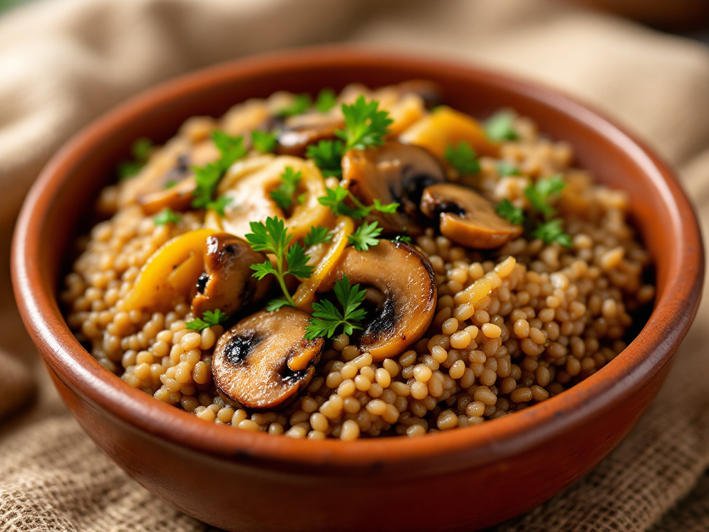 Гречка по-купечески с грибами и луком