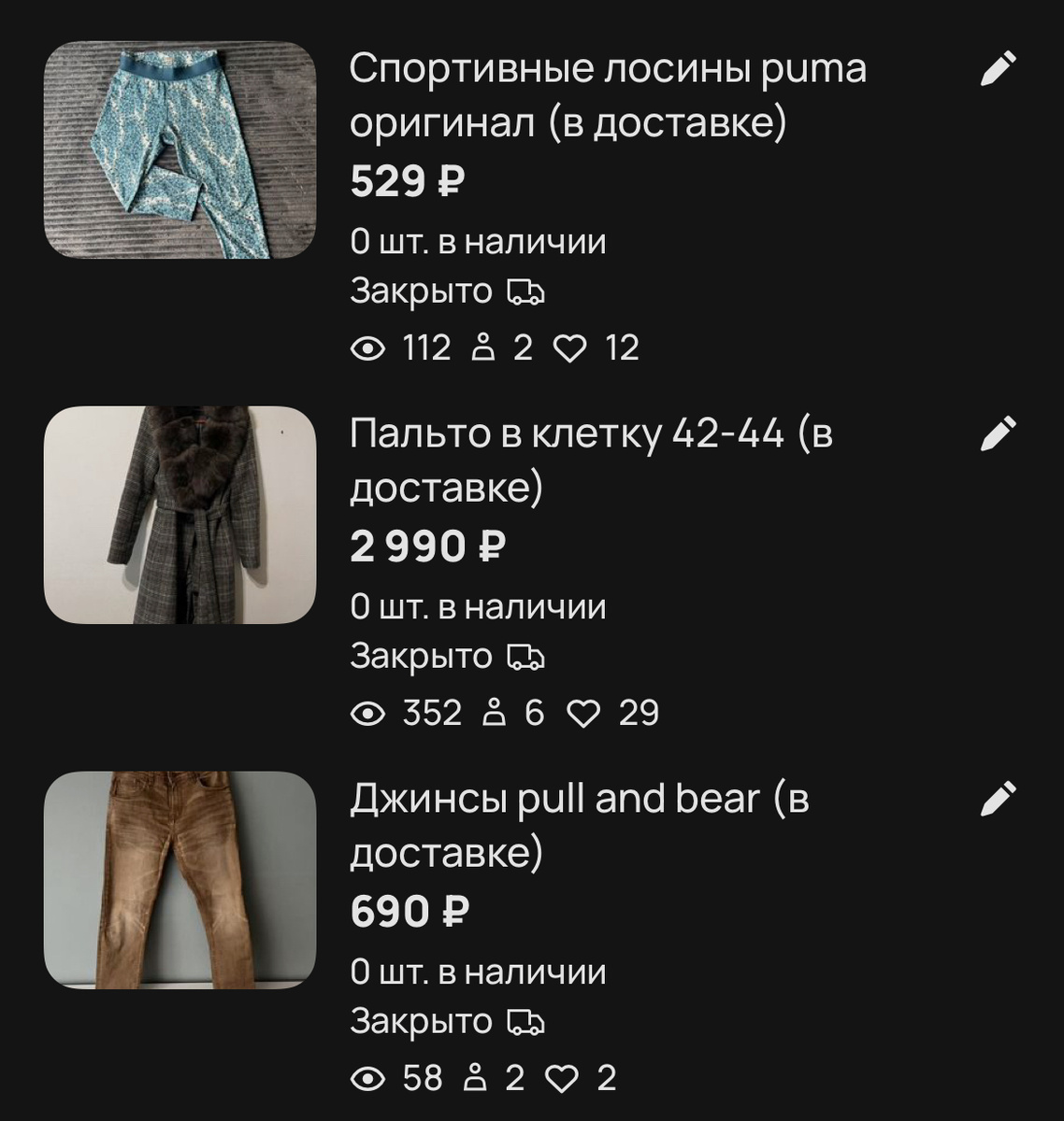 Продажи первой недели эксперимента