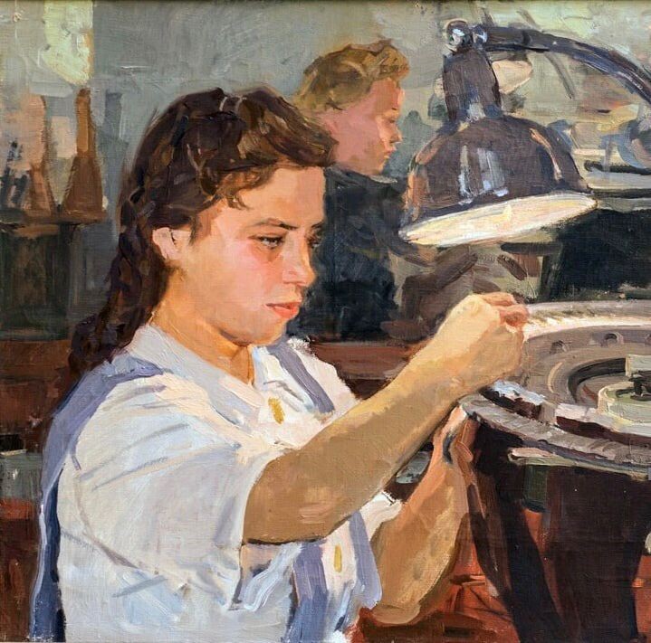 Ольга Колмакова. «Клава у станка». 1950