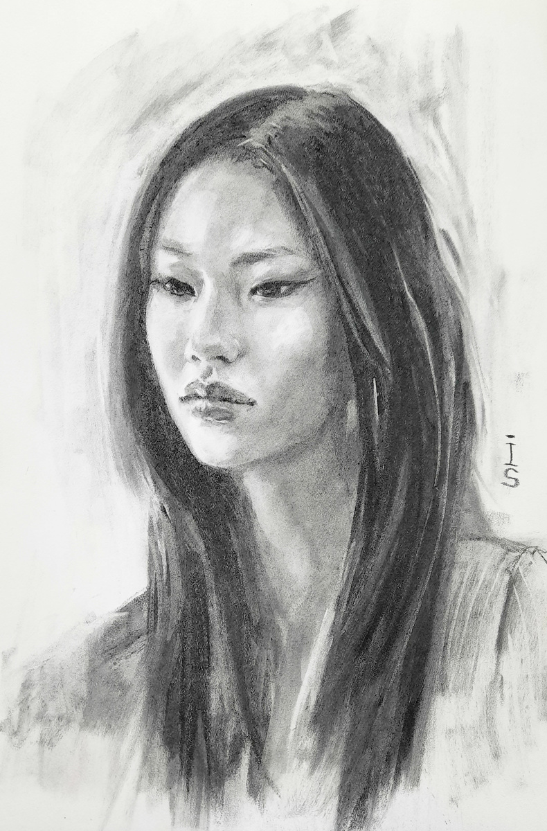 Пак Хи Чжон Актриса и модель Пак Хи Чжон в дораме "Великолепные". Бумага, уголь, А3, 2023. В наличии