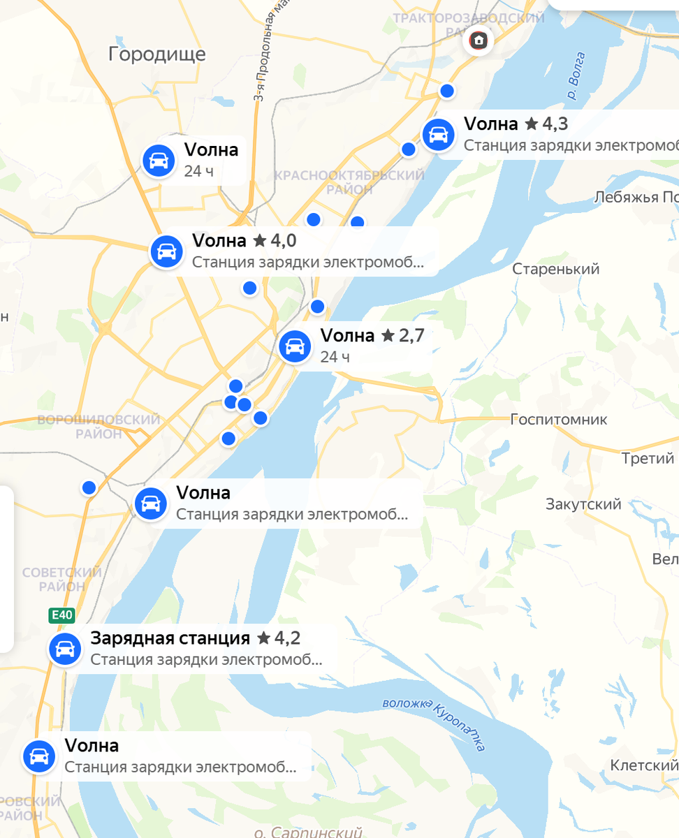 Зарядки в Волгограде. На город миллионник не наберется и 30 станций