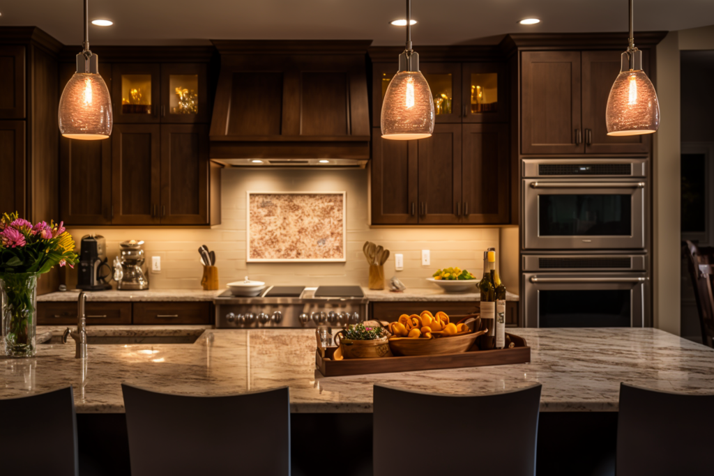    Дизайн освещения на кухне в современном стиле Keri