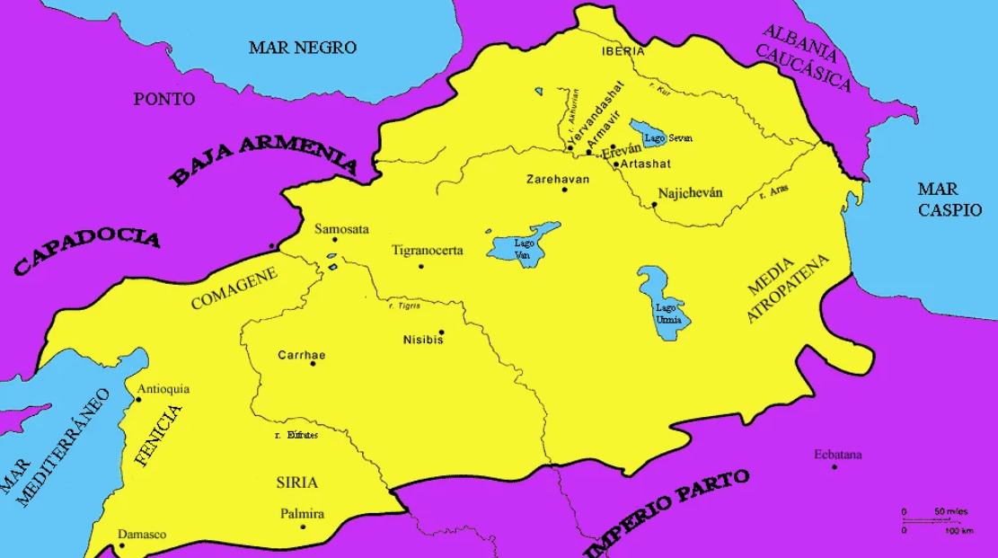 Карта Великой Армении при Тигране Великом 