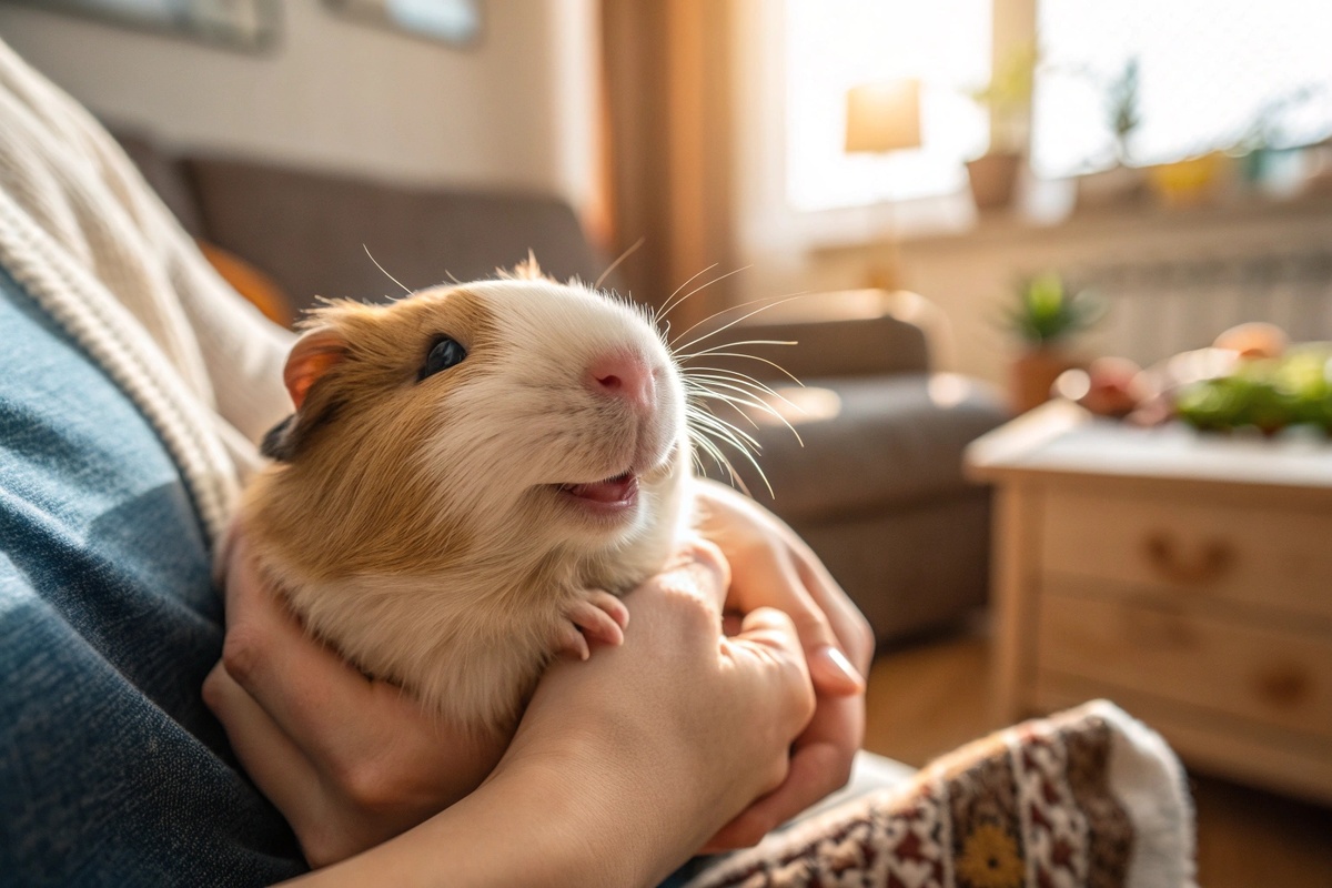 морская свинка на руках