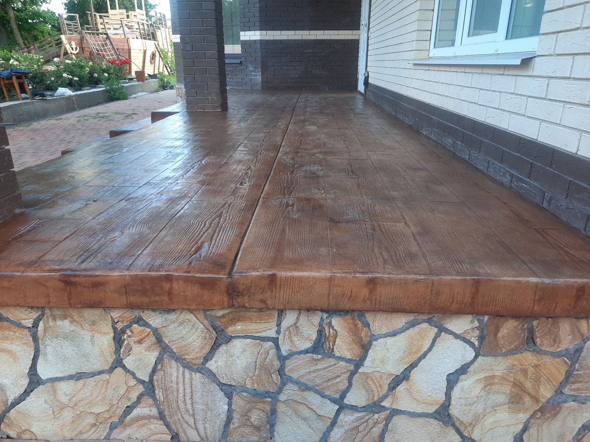 печатный бетон, штамп: двойная доска