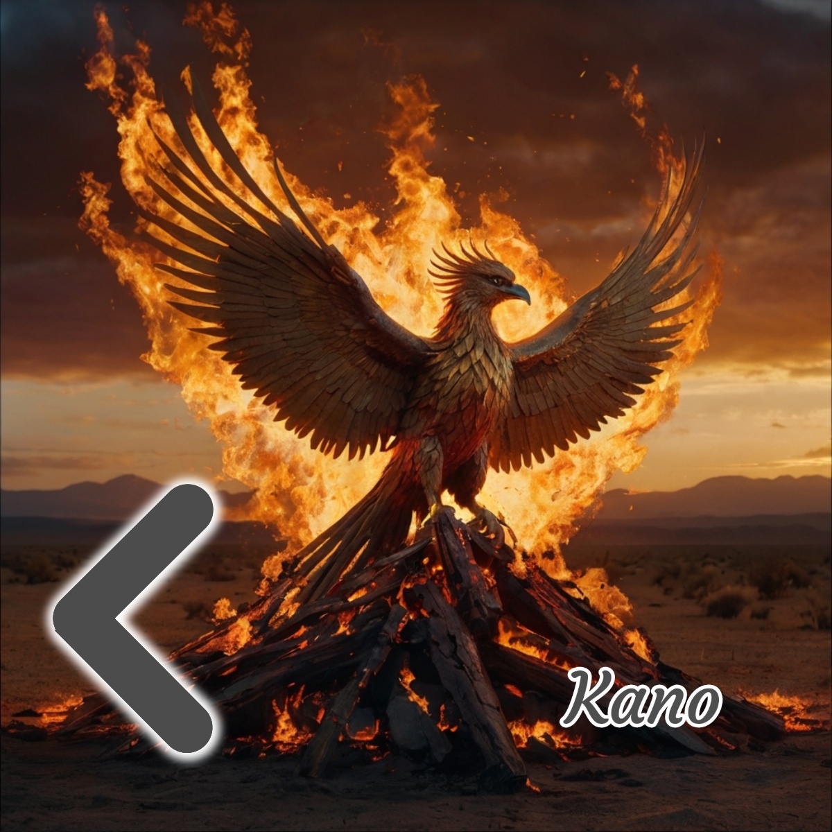 Феникс, возрождающийся из пепла, в качестве символики руны Кано