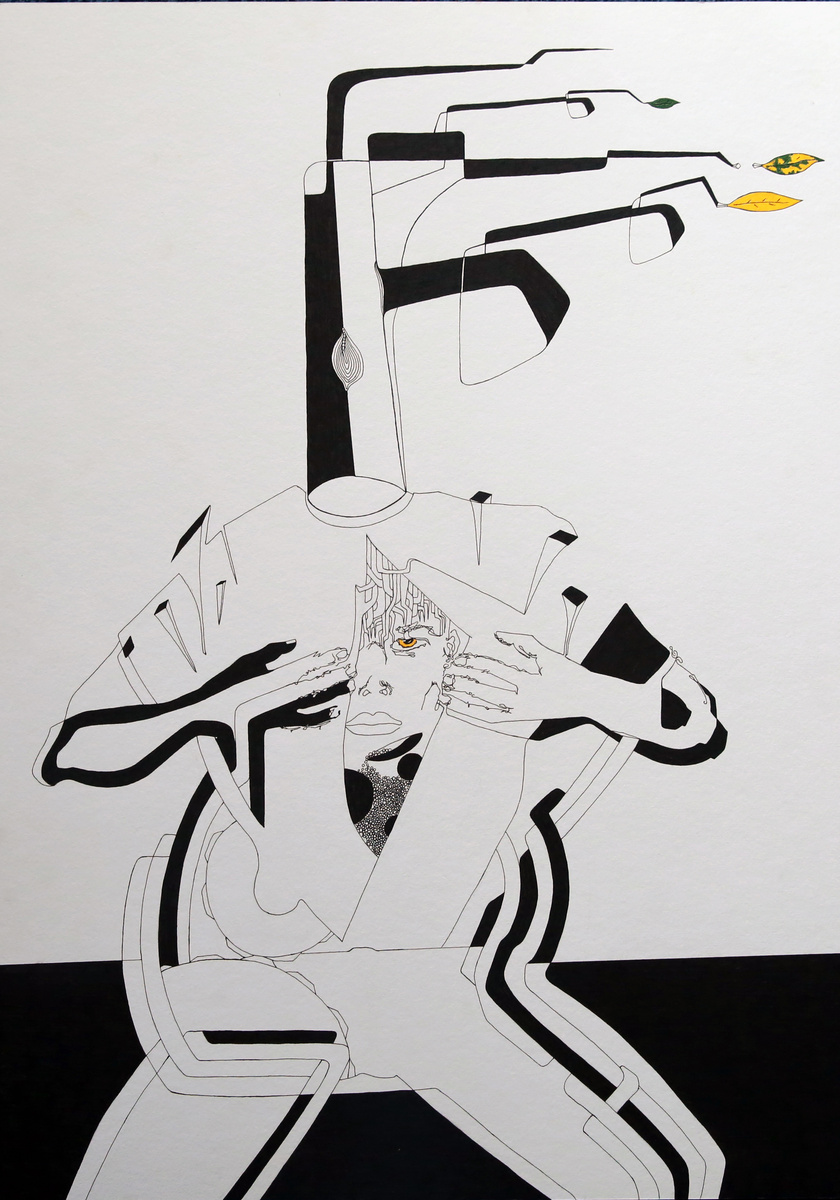 Завод им Скотолевского.2018, бумага, смешанная техника (акрил, гелевые ручки).