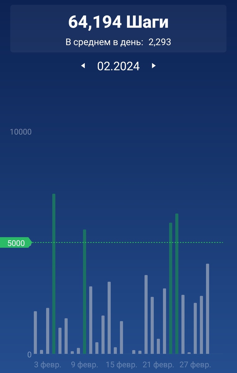 Февраль 2024, 2300 шагов. 