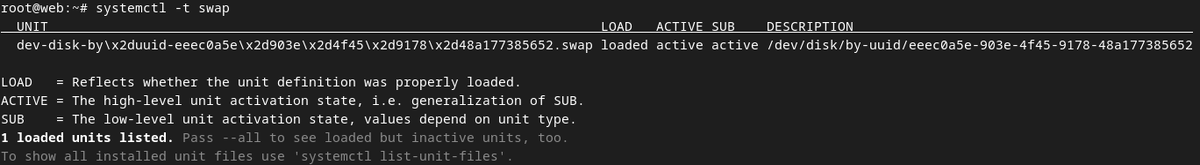 В DESCRIPTION указан раздел SWAP