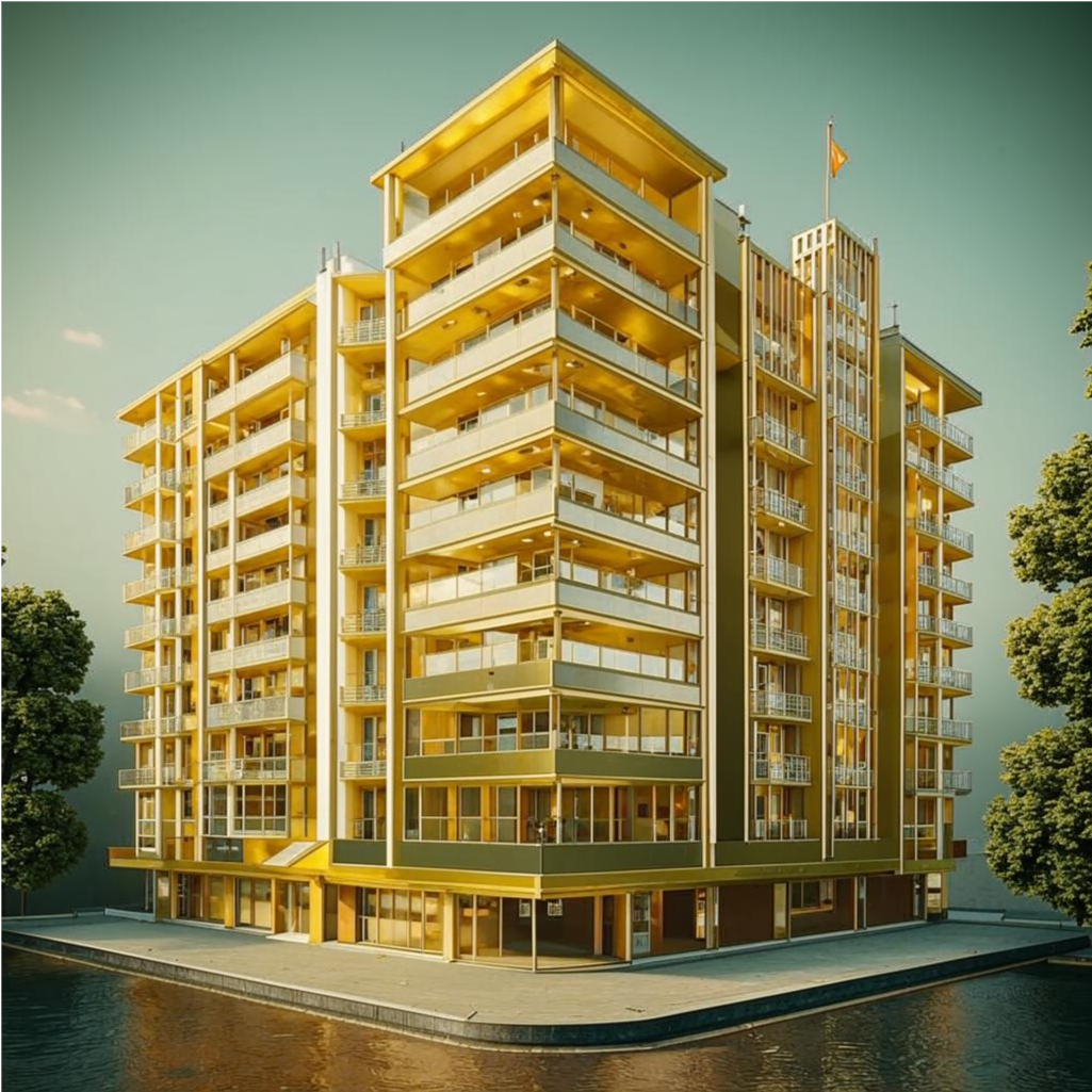 Красивый золотой дом (создано нейросетью)