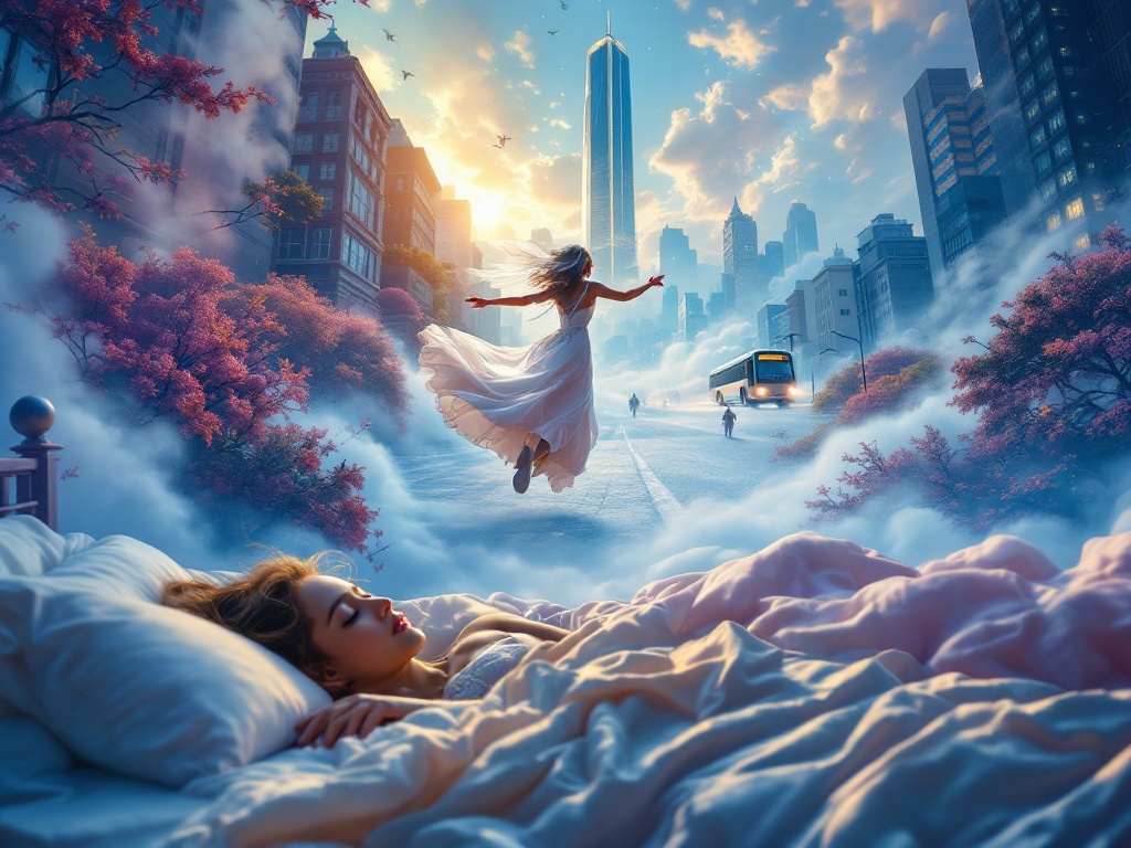    К чему такое снится: Женщина в свадебном платье и без фаты бежит по городу. Она мчится мимо различных зданий, а прохожие указывают ей направление. Вдалеке виднеется высокий автобус, к ко