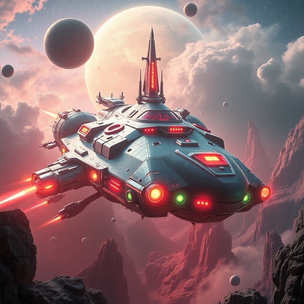 «Космический корабль в стиле ретро-футуризм»