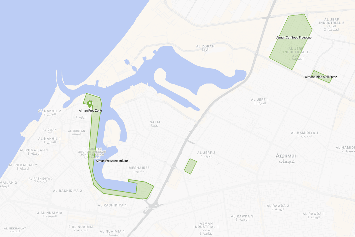Расположение свободной зоны Аджман в Дубае ОАЭ