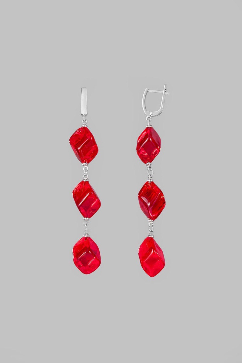 Серьги «Клюква» — цвет красного сока, ювелирное стекло, 8 700 pуб.