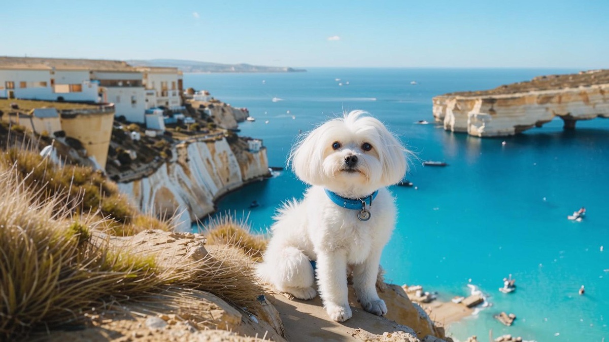 Мальтийская болонка в средиземноморском стиле