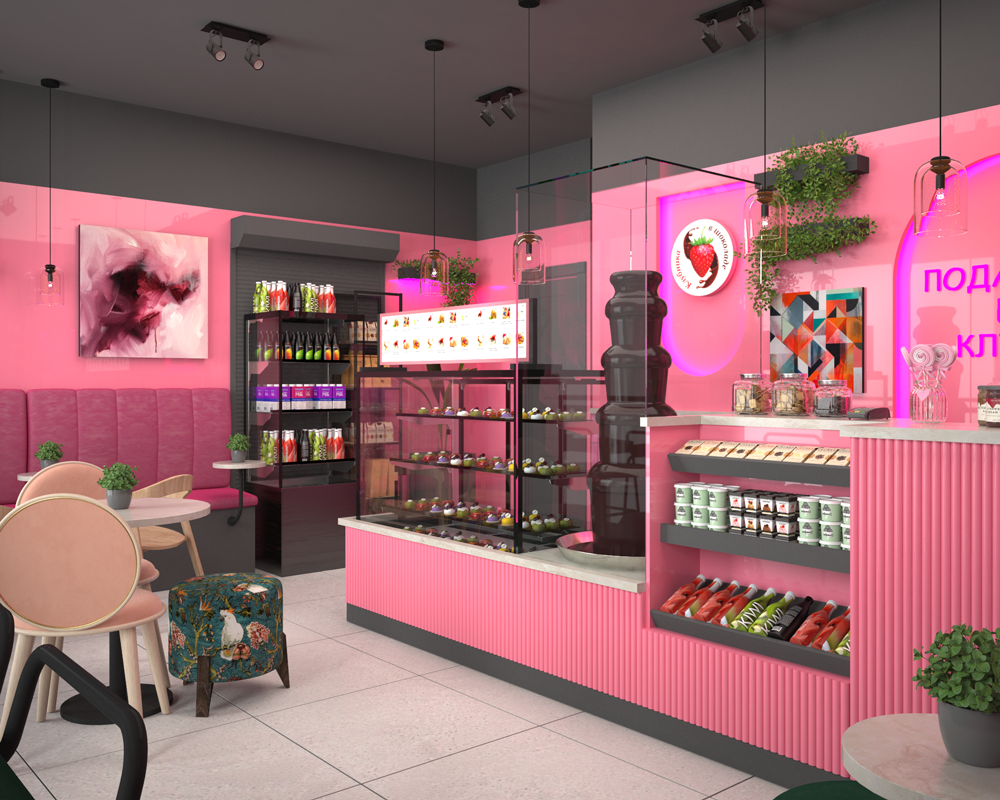 Дизайн кафе "Клубника в шоколаде". Автор ООО Додель dodele.ru