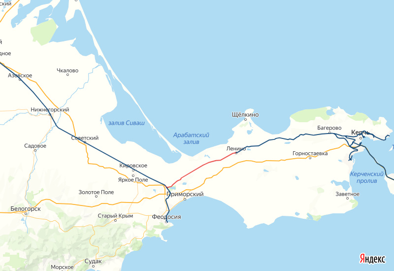 © yandex.ru/map-constructor (Красным — реконструируемый участок Владиславовка – Семь Колодезей)