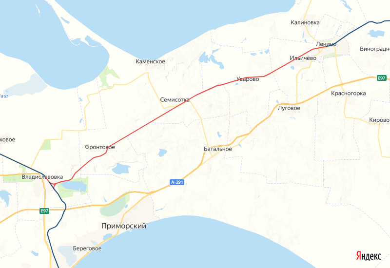 © yandex.ru/map-constructor (Помимо вторых путей, будет построена соединительная ветвь, которая позволит поездам, следующим по направлению Керчь-Южная – Феодосия, не заходить для разворота на станцию Владиславовка)