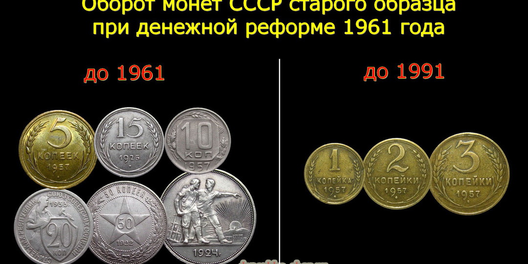 Оборот монет старого образца после денежной реформы 1961 года