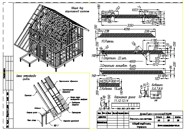Чертеж каркасного дома