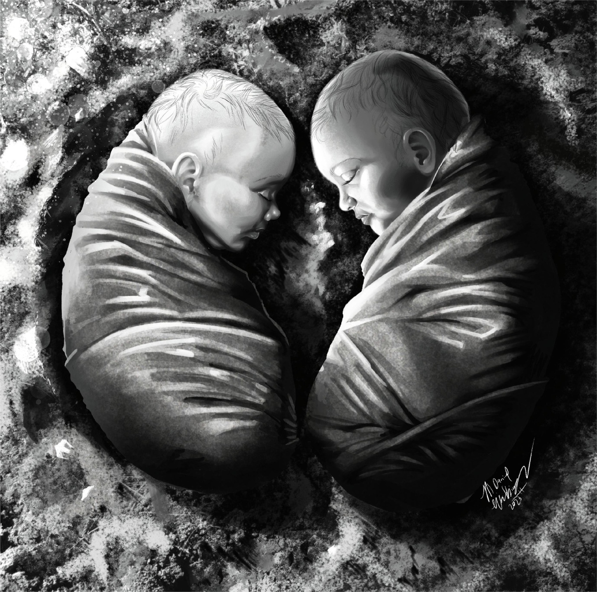 Реконструкция погребения G-14. Рисунок Дэниела Уоткинса.