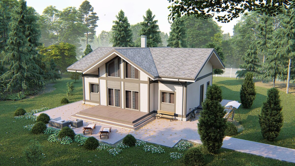 Двухэтажный загородный дом по проекту "Рид" компании NATURI