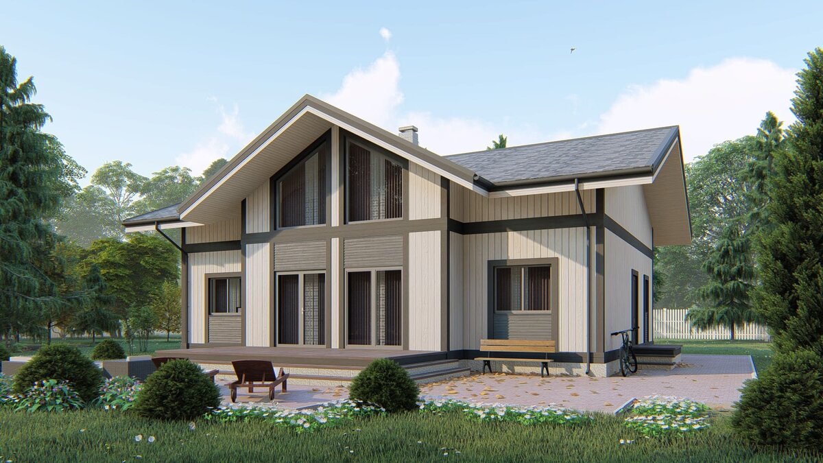 Загородный дом из вертикального бруса NATURI по проекту "Рид"