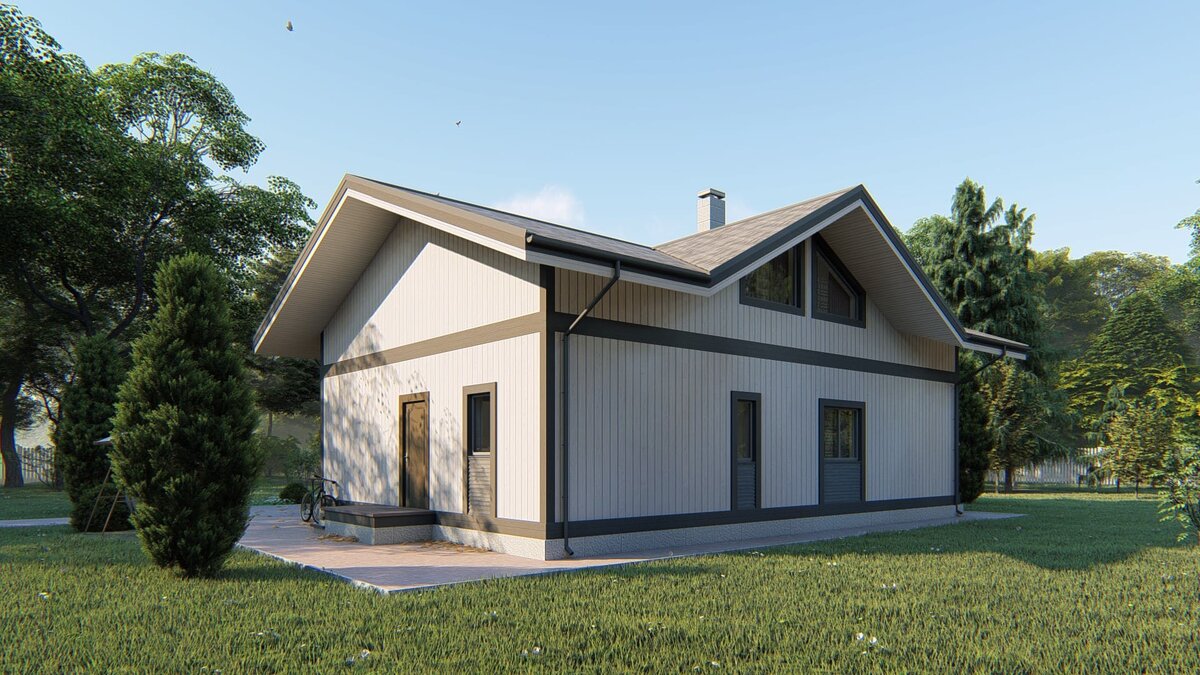 Обзор внешнег фасада загородного дома "Рид"