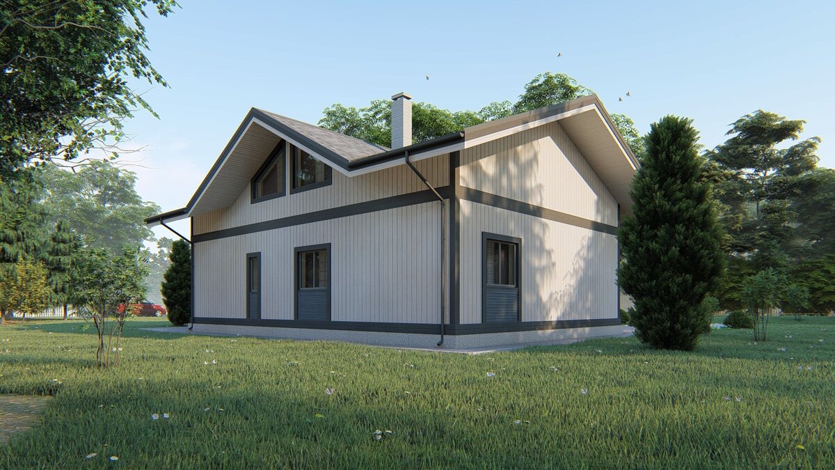 Обзор внешнег фасада загородного дома "Рид"