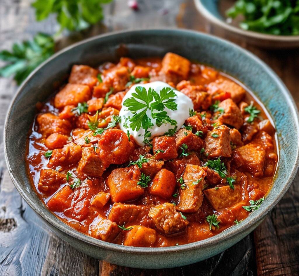 🍲🌶️ Свиной гуляш — это блюдо, которое ассоциируется с уютом, семейными ужинами и насыщенными вкусами. Его секрет — в медленном тушении, которое превращает мясо в нежнейшую текстуру, а соус — в густую, бархатистую подливу. Готовить такой гуляш можно как на плите, так и в мультиварке, но сегодня разберем классический вариант. 