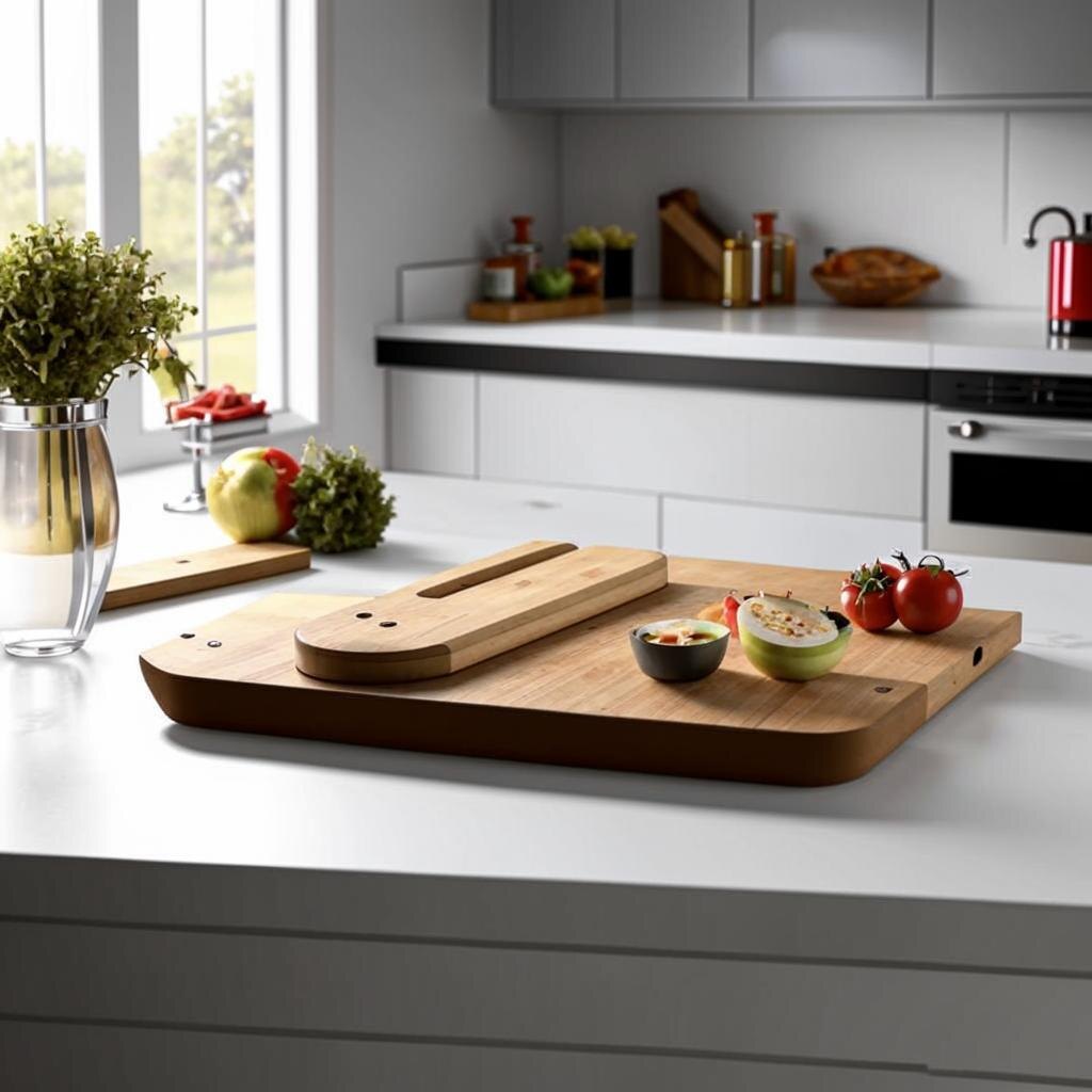 Разделочная доска с контейнерами для ингредиентов.