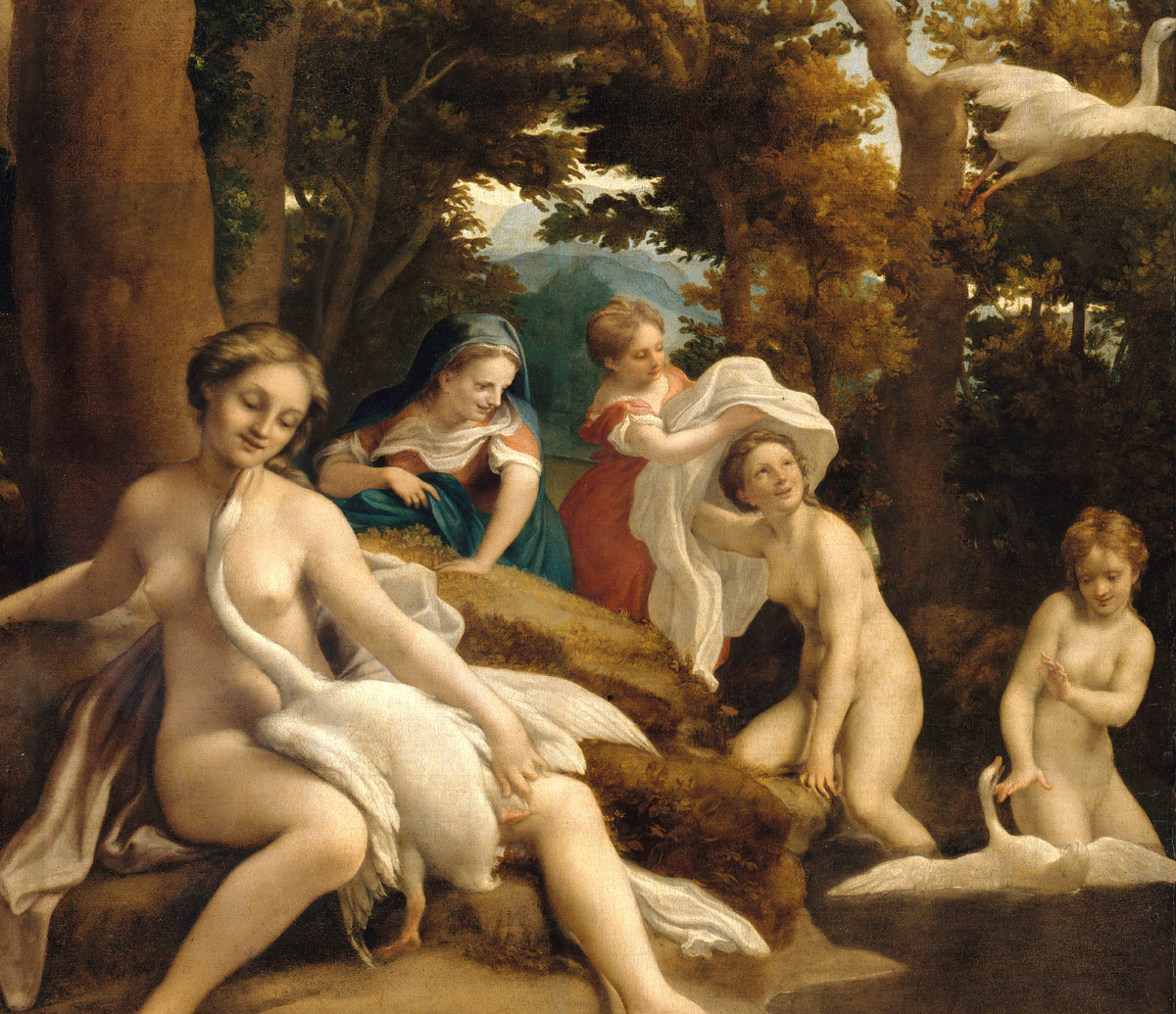 Антонио Аллегри да Корреджо «Леда и лебедь», фрагмент