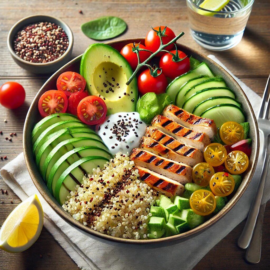 🥗 Фитнес-бол с киноа, авокадо и курицей – лёгкий и питательный обед!