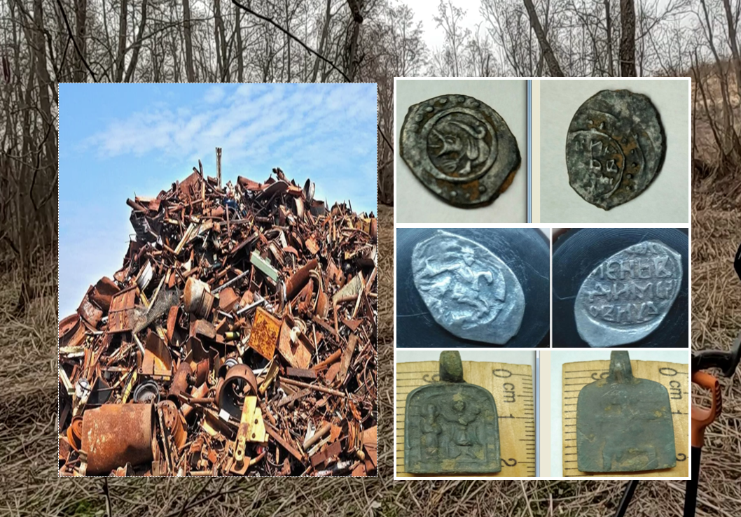 Фото груды металла с интернета,а справа-наши находки.