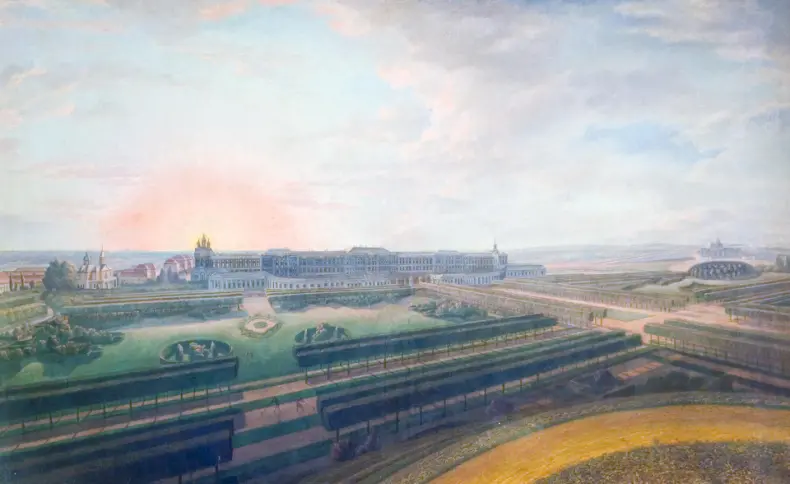 Фридрих Гартман Баризьен. Вид Нового сада при Большом Царскосельском дворце. 1760-1761. Из коллекции ГМЗ «Царское Село»