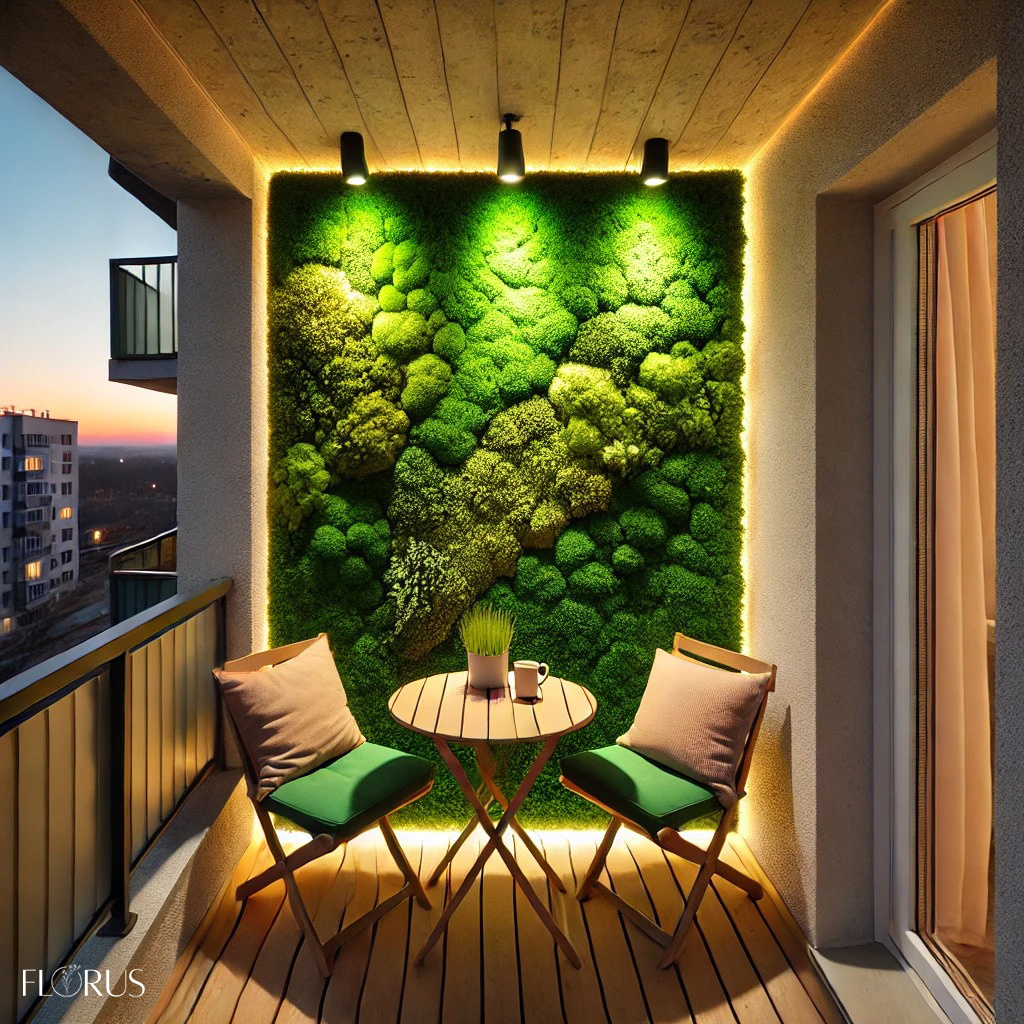 Фитостена из мха на балконе
