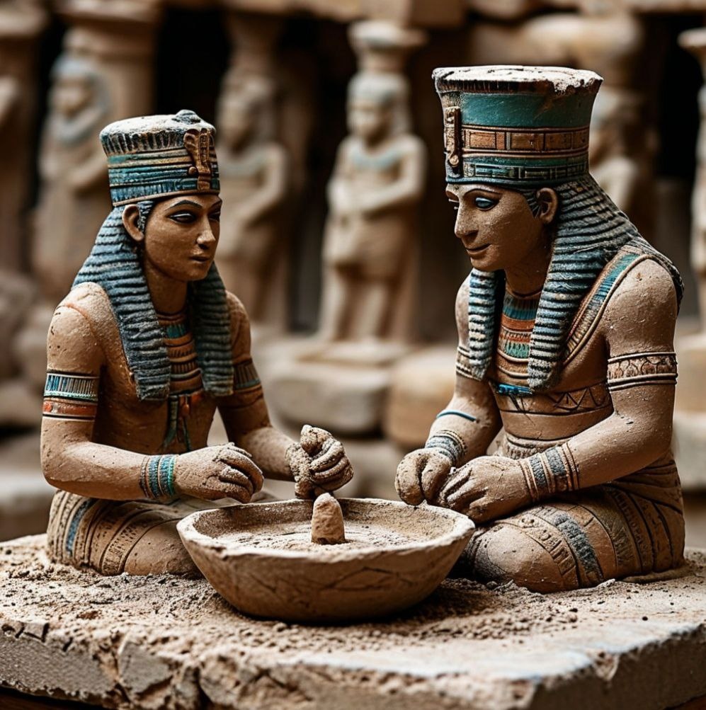 Энки и Нинмах лепят первых людей из глины