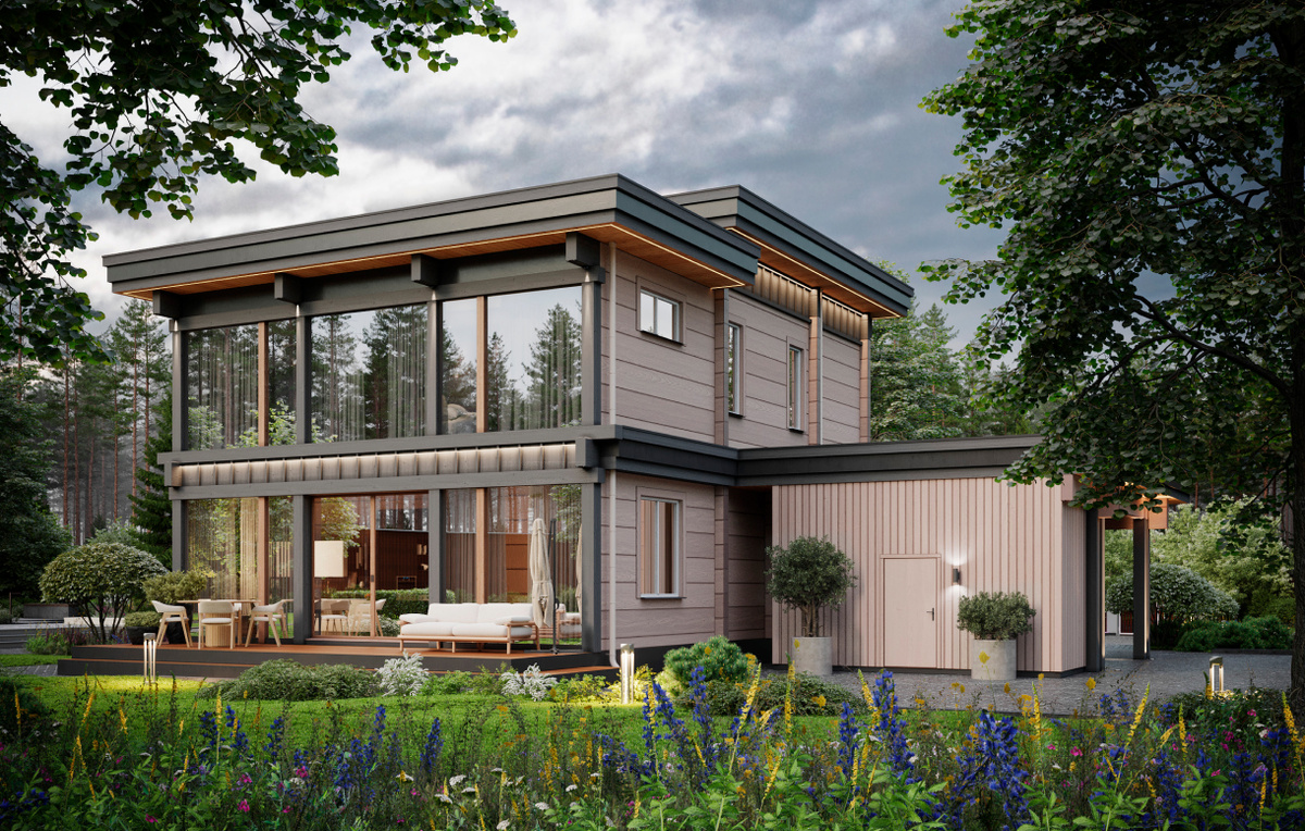 Двухэтажный дом из клееного бруса на выставке Open Village 2025