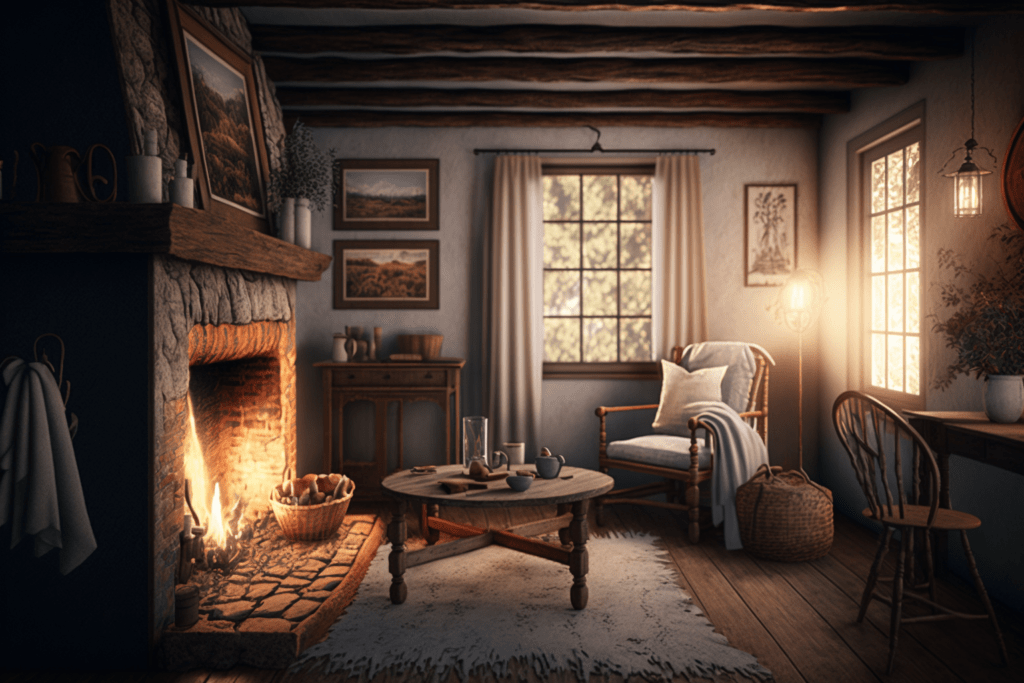    Деревенский стиль декора в интерьере коттеджа Keri