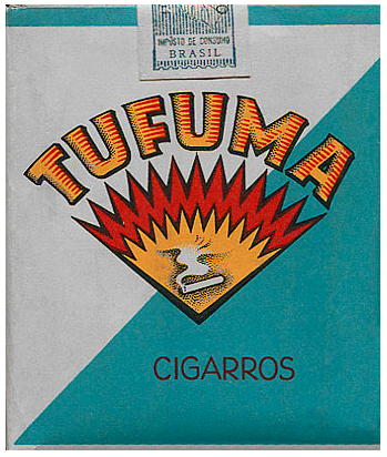 "Tufuma". Бразилия, 1970-х годов. 20 штук в мягкой упаковке. Цена (была) 1,30 бразильских крузейро. Производитель: Cia. de Fumos Santa Cruz. Владелец торговой марки: Cia. de Fumos Santa Cruz.
