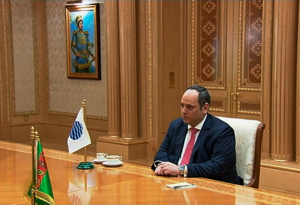 Генеральный секретарь Международного бюро выставок Димитри Керкентзес, 18 марта, 2025 г., Ашхабад, Туркменистан (Фото: Watan habarlary)