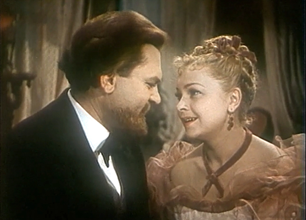 Кадр из кинофильма "Попрыгунья", 1955 г., режиссер Самсон Самсонов, сценаристы Фёдор Добронравов, Владимир Монахов, Вадим Юсов, композитор Николай Крюков (скриншот)