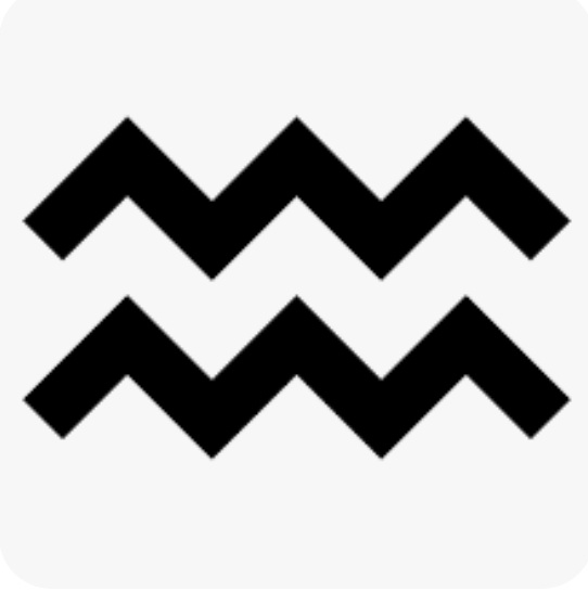 Ещё символ Водолея рисуют как волны без острых углов. Верхняя волна — символ общественного начала. Нижняя — индивидуального. Обе согласно символу должны звучать в унисон. 