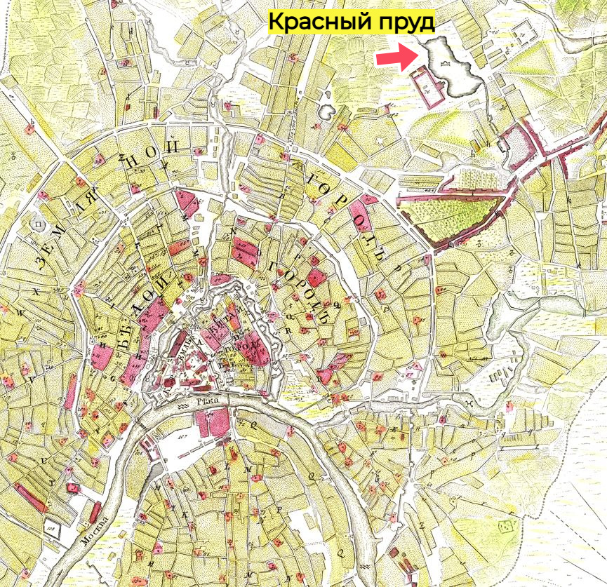 Фрагмент карты Москвы 1739 г. С сайта: etomesto.ru