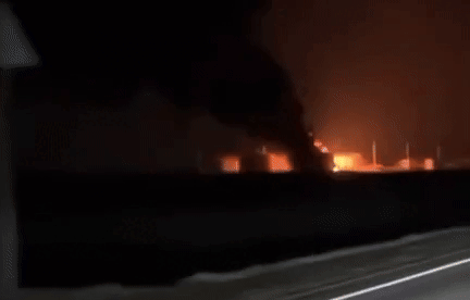    Последствия удара по нефтеперекачивающей станции "Кавказская". Видео: ТГ-канал "Военный Осведомитель"