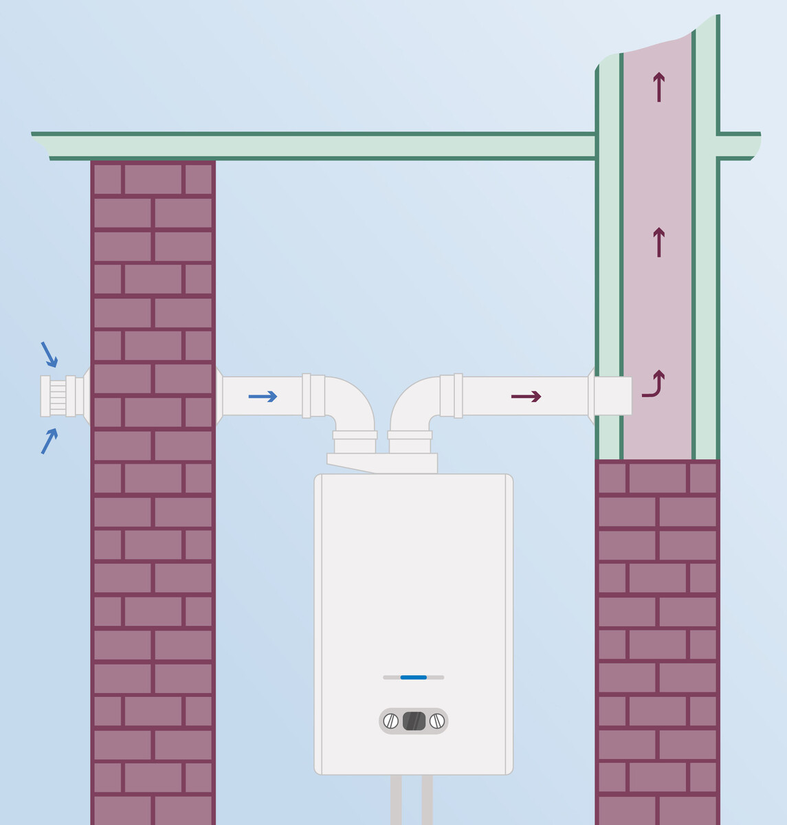 Газовый котел: забор воздуха через стену, удаление продуктов сгорания в коллективный дымоход