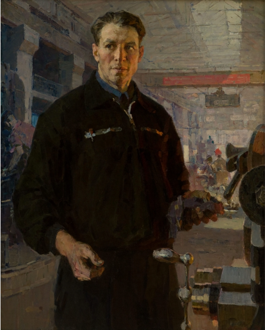 В.Е.Панкратов. Портрет делегата XXI съезда КПСС А. Ф. Кузьмина. 1959. Самарский областной художественный музей.